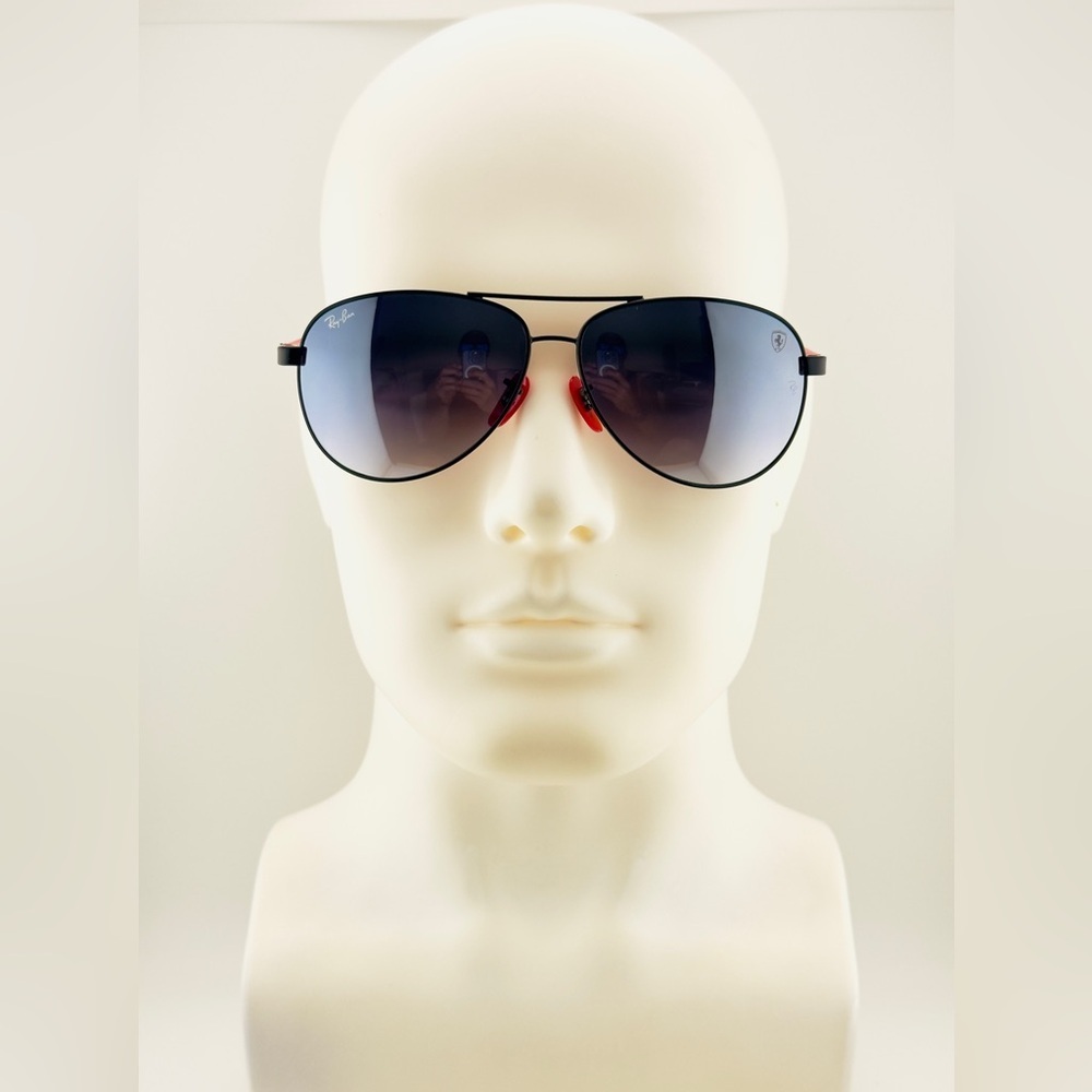 Ray-Ban Scuderia Ferrari Sunglasses RB8313-M Black Frame Gradient Mirror Lenses - Picture 1 of 13